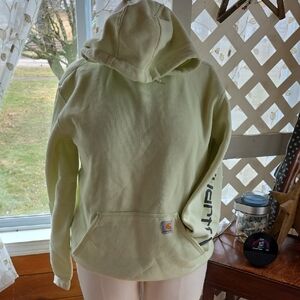 Carhartt Pale Green Pullover Hoodie with Sleeve Logo